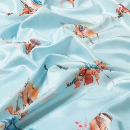 Silk Land Blue Silk Printed Saree With Unstitched Blouse image 5