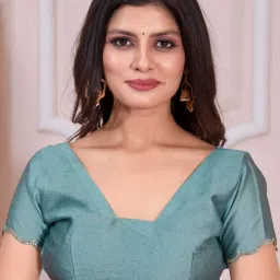 Saree Mall Blue Silk Printed Saree With Unstitched Blouse image 5