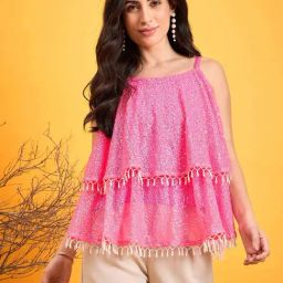 The Kaftan Company Pink Embellished Top-picture-27