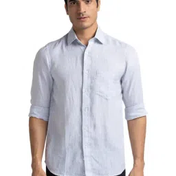 ColorPlus Grey Linen Tailored Fit Shirt-image-16