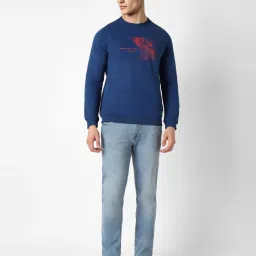 Peter England Dark Blue Slim Fit Printed Sweatshirt image 5