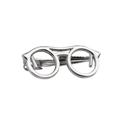 PELUCHE Men Rhodium-Plated Silver-Toned Specs-Shaped Tie Pin-picture-36