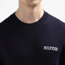 Tommy Hilfiger Navy Cotton Slim Fit Pullover image 5