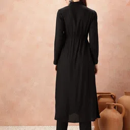 all about you Tie-Up Neck Empire-Style A-Line Kurta with Trousers image 3