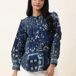 Fabindia Blue Cotton Printed Top-image-34