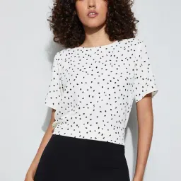 Code By Lifestyle Beige Regular Fit Printed Top-picture-41