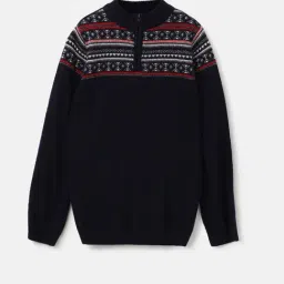 United Colors of Benetton Kids Navy Self Design Full Sleeves Sweater-picture-40