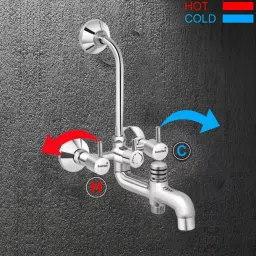 Gold Bell Flora Heavy Brass 3 In 1 Wall Mixer Set, 3-1-round-flora image 3