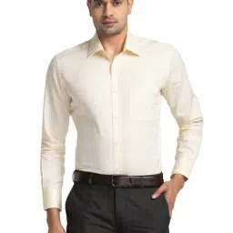 Park Avenue Yellow Cotton Classic Fit Self Pattern Shirts-picture-41