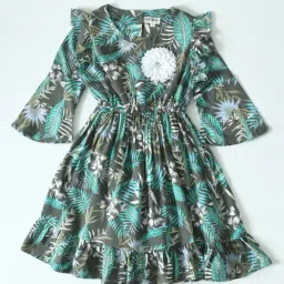 Bella Moda Kids Grey Printed Fit & Flare Dress-image-76