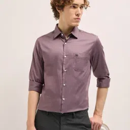 The Bear House Purple Cotton Tailored Fit Solid Formal Shirt-picture-40
