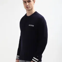 Tommy Hilfiger Navy Cotton Slim Fit Pullover image 3