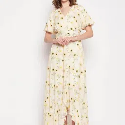 MADAME Yellow Floral Print Maxi Dress-image-11