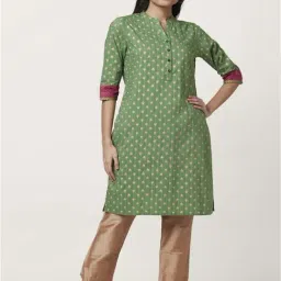 Rangmanch by Pantaloons Green Cotton Printed Straight Kurta-image-40