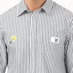 Lee Blue & White Regular Fit Striped Shirt image 4