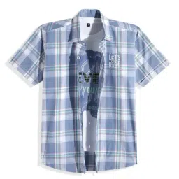 Cavio Boys Blue Cotton Checkered Comfort Fit Shirt-image-23