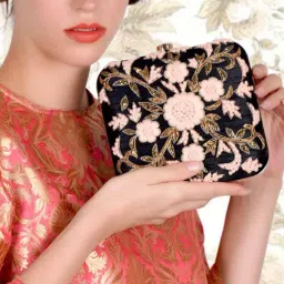 Odette Black Embellished Clutch image 4