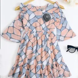 Bella Moda Kids Multicolor Printed Fit & Flare Dress-picture-15