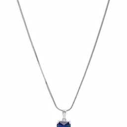 Estele Rhodium-Plated Square CZ Pendant with Chain image 2