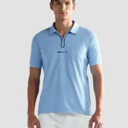 USPA Active Blue Slim Fit Logo Printed Sports Polo-image-17