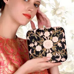 Odette Black Embellished Clutch image 5