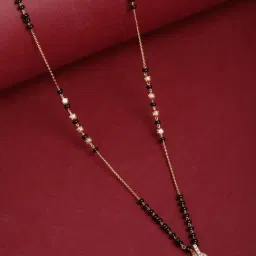 Panash Gold Plated White AD Studded & Black Beaded Mangalsutra-image-43