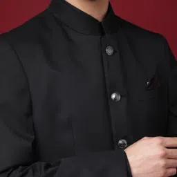 Rare Rabbit Black Tailored Fit Solid Bandhgala image 5