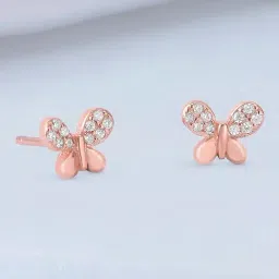 Zavya Butterfly Rose Gold Plated 925 Sterling Silver Stud Earrings for Women-image-70