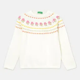 United Colors of Benetton Kids Girl's Regular Fit Crew Neck Floral Sweater-picture-29