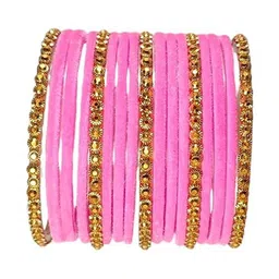 SD Star Pink Glass Artificial Stones & Beads Bangle image 3