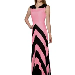 PATRORNA Pink & Black Color-Block Gown-picture-14