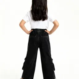 HOP by Westside Charcoal Cargo-Style Wide-Leg Mid-Rise Jeans image 2