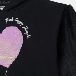 R&B Kids Black Embellished Regular Fit Hoodie image 3