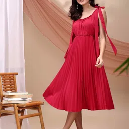 YANAMORA Women Sleeveless Fit & Flare Midi Dress-image-7