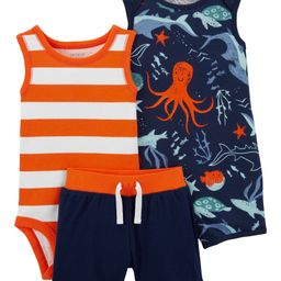 Carter's 3-Piece Nautical Onesie & Short Set - Navy Orange-picture-28