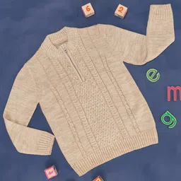 Pantaloons Junior Full Sleeves Cable Designed Pullover - Beige-picture-34