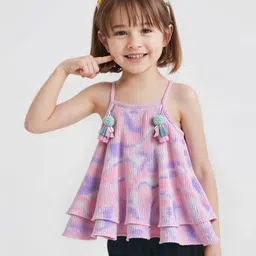 Little Kangaroos Cotton Knit Sleeveless Printed Party Top - Pink-picture-28