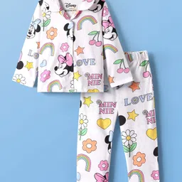 kookie kids india disney Kookie Kids Disney Single Jersey Knit Full Sleeves Co-Ord Night Suit With Minnie Mouse Print - White-picture-25