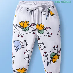 Babyoye 100% Cotton Interlock Knit Lounge Pant With Animal Print - White-image-71