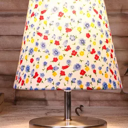 Devansh Multicolor cotton Round Metal Steel Table Lamp image 2