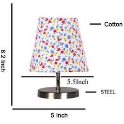 Devansh Multicolor cotton Round Metal Steel Table Lamp image 3