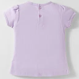 Tango Single Jersey Knit Half Sleeves Capri Night Suit with Extra Sweet Text Print - Lilac image 3