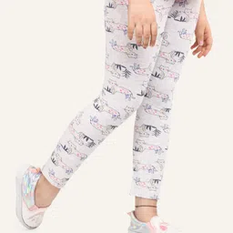 Ariel Cotton Knit Kittens Printed Leggings - Grey image 4