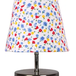 Devansh Multicolor cotton Round Metal Steel Table Lamp image 4