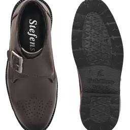 Stefens Solid Monk Shoes With Buckle Closure - Brown image 5
