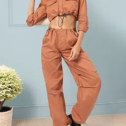 DressBerry Urban Eclectic Crop Shirt & Parachute Pants Co-Ords with Toggles-image-44