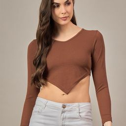 R.Code by The Roadster Life Co. Women Ribbed Fitted Crop Top-picture-32