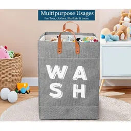 Stylista 2-Pcs Grey Printed Durable & Foldable Laundry Bag with Handle image 5