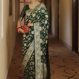 AMRUTKALA SAREES Ethnic Motifs Woven Design Zari Banarasi Saree image 3