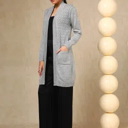 Soch Grey Acrylic Regular Fit Crochet Shrug image 5